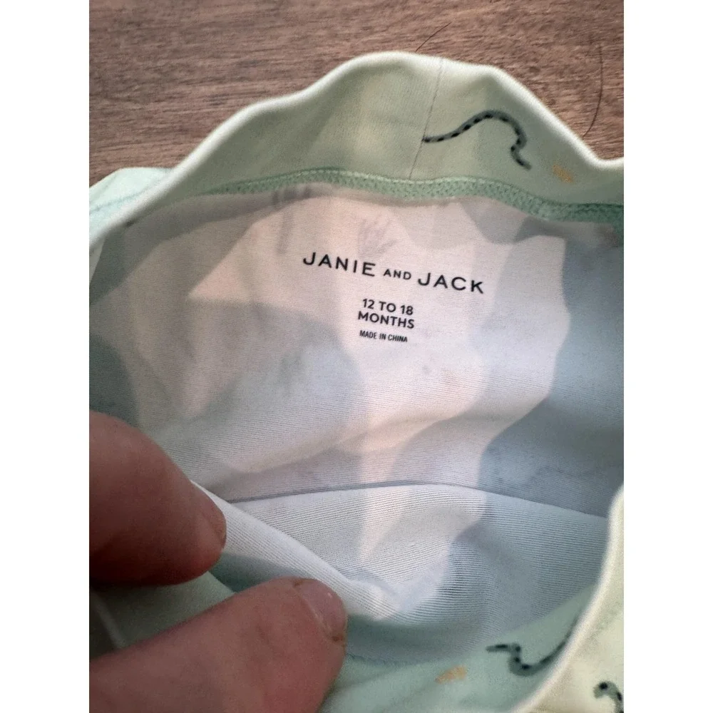 Janie And Jack Swim Set Baby Boys 12-18M Green Desert Animal Print Rashguard